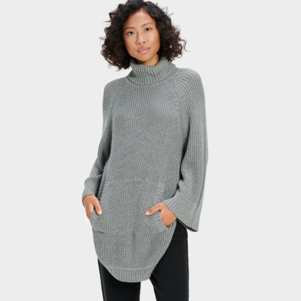Ugg Raelynn Grey Knit Pullover Poncho Sweater Size Small